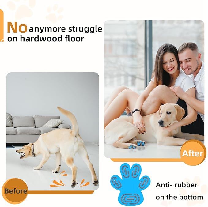 Non-Slip Dog Paw Protector Pads for Senior Dogs, Dog Paw Adhesive Pads on Hardwood Floor,Senior Pets Essentials with Strong Traction,Rubber Grippers,Blue,12 Sets 48 pc XXXL