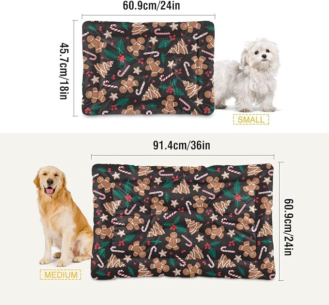 Cookie Gingerbread Man Pet Bed Cute Dog Bed Mat Absorbing Non Slip Pad Pet Sleeping Mat for Small, Medium, and Large Dogs Puppy Cat 24 in x 18 in
