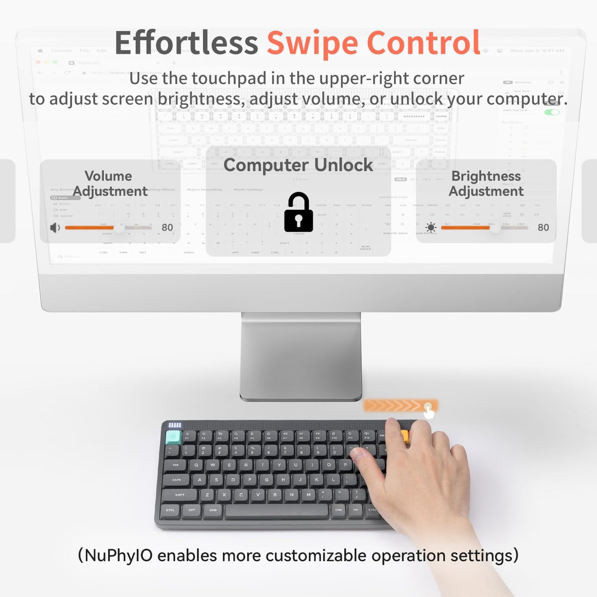 nuphy Node75 Hot-swap Wireless Mechanical Keyboard Gray-Brown Nano Switch