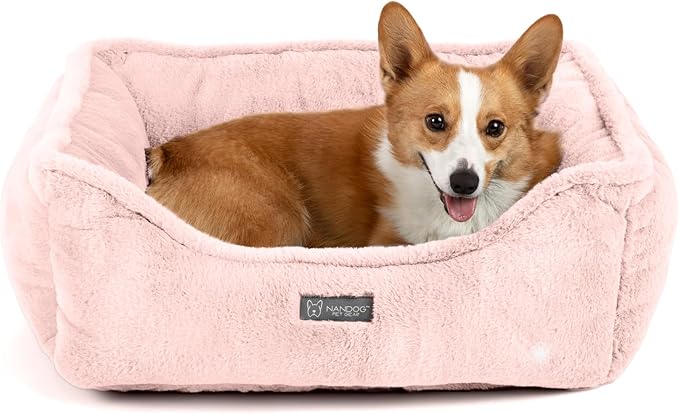 NANDOG Cloud Prive Collection Washable Cat and Dog Bed for Small to Medium Breeds – Made of Ultra Soft Micro Plush Fabric – Reversible Design with Double-Stitched Seams (Blush Pink, Medium 25”)