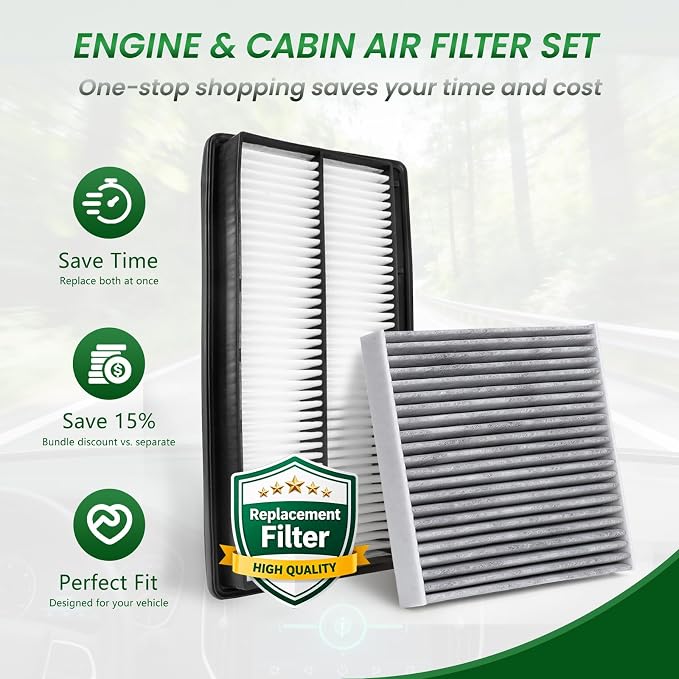 Engine & Cabin Air Filter Set Fits Honda Pilot 3.5L, Acura MDX V6 3.5L