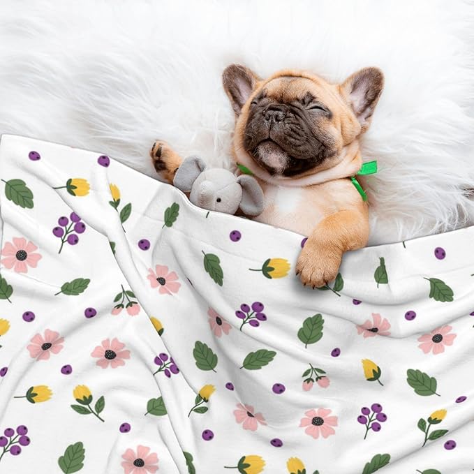 Two Sided Plush Pet Blanket for Warmth Comfort, Leaf Autumn Pattern, Reversible Throw with Cozy Nubby Side for Chilly Nights Napping Spots Around House