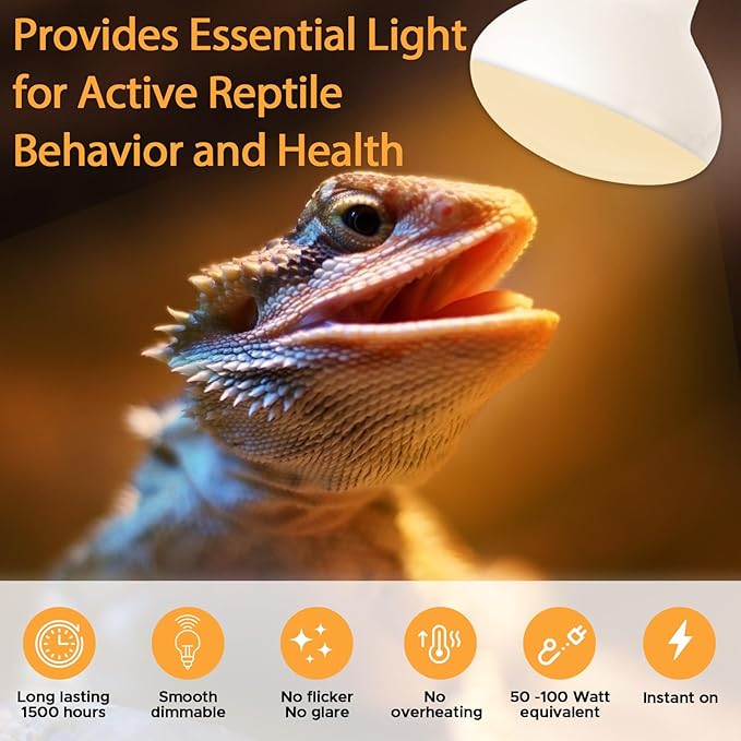 Reptile Heat Lamp 2Pack 100W Reptile Sun Lamp Self-Ballasted Vapor Basking Spot Lamp/Bulb/Light for Reptile and Amphibian E26