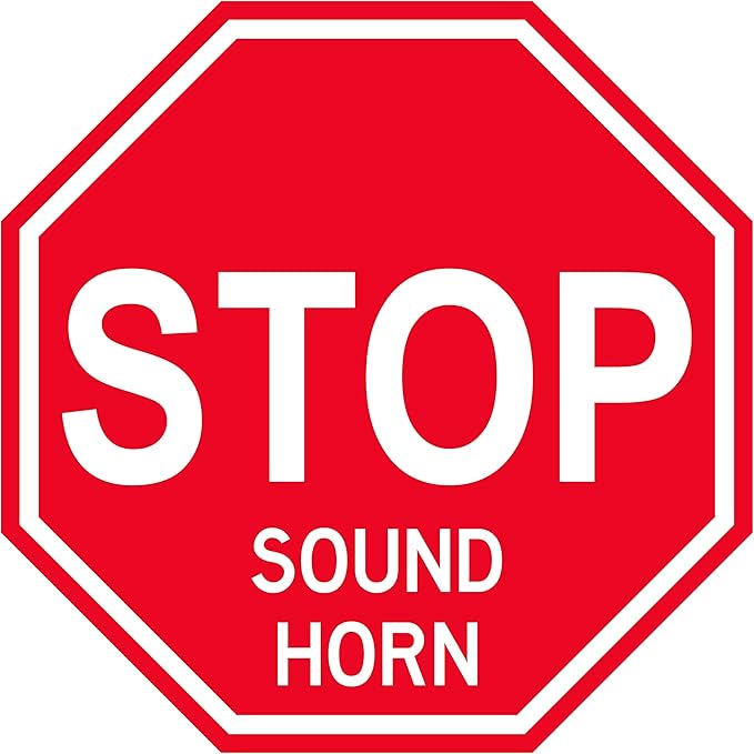 Stop "Sound Horn" - Laminated Floor Sign by Graphical Warehouse - 12” x 12”