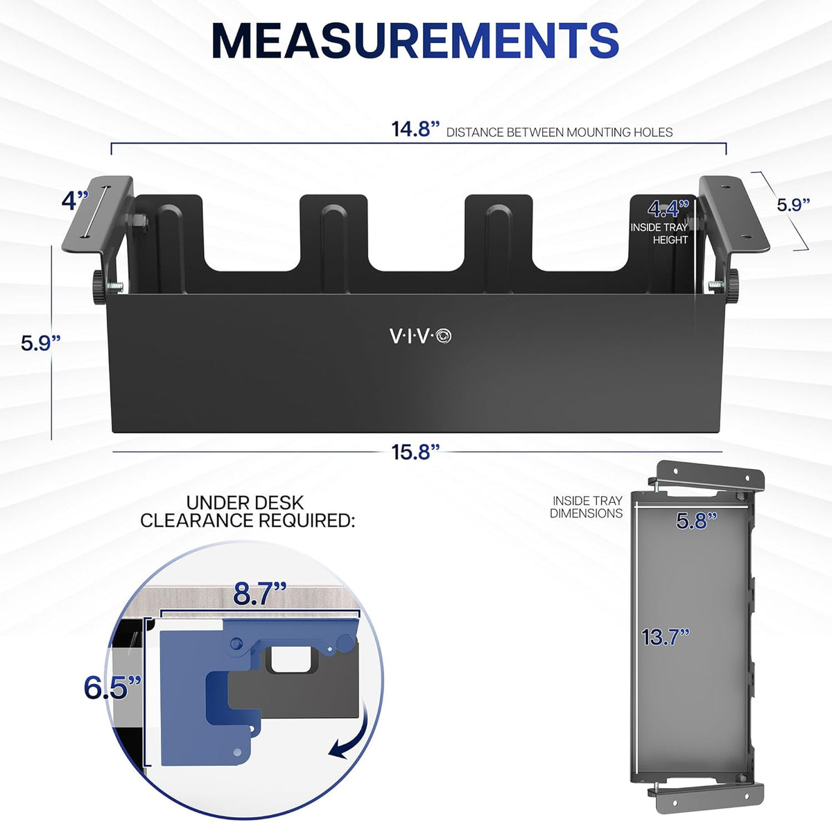 VIVO Black Flip-Open 16 in Cable Management Box, Desk-ACCBM1