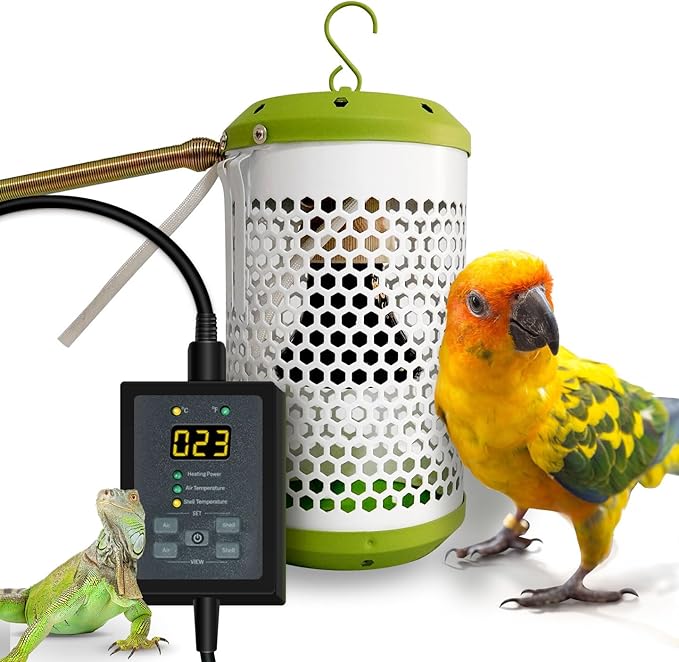 SYSAI Smart Bird Cage Heater with Auto Temperature Control and Anti-bite Power Cord Protector, Safe for Touching and Reliable Heating 24x7 (Small_50W)