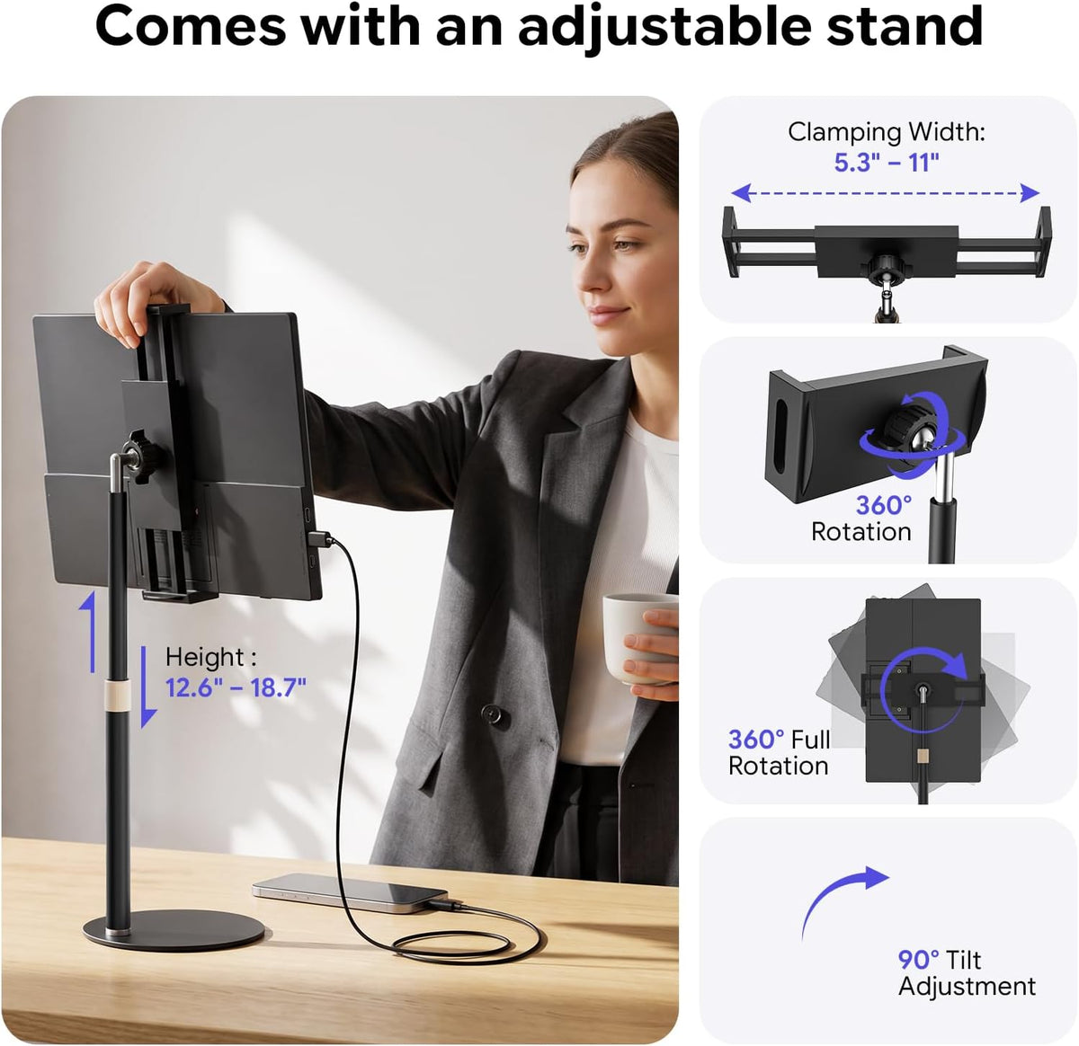 15.6" Portable Monitor with Stand FHD 1080P IPS Travel Monitor for Laptop