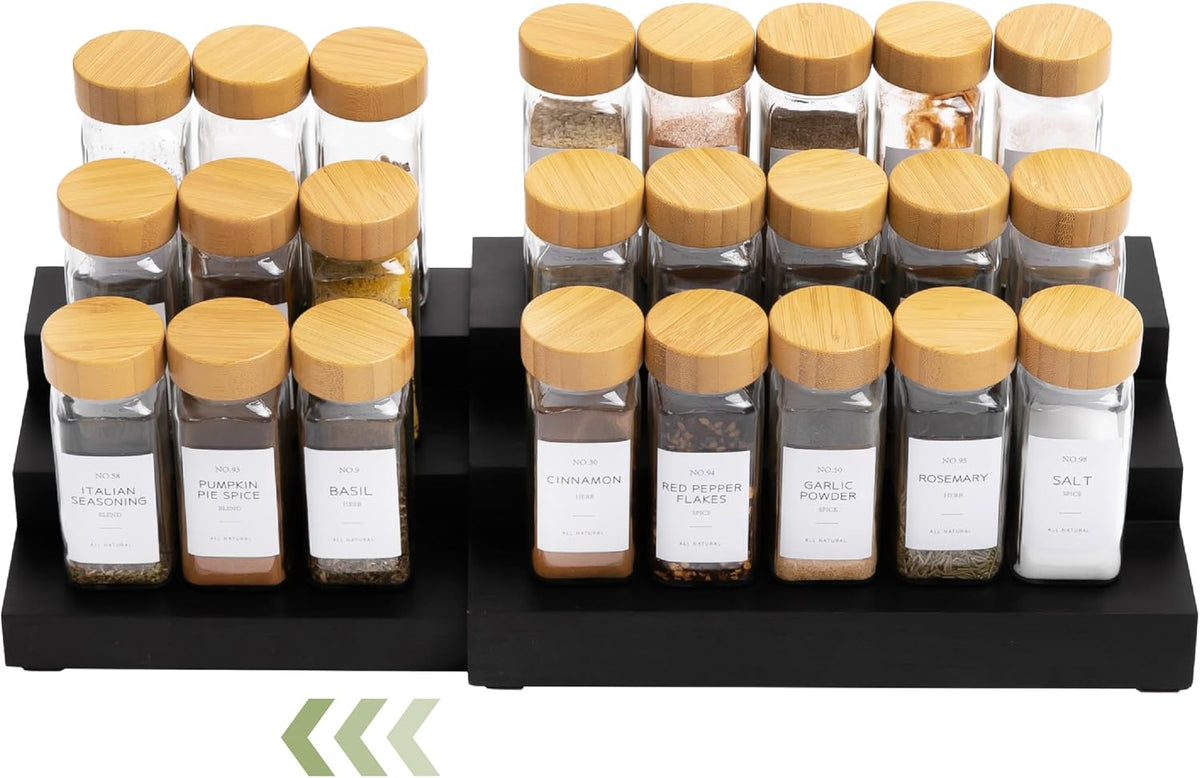 KitchenEdge 3-Tier Expandable Spice Rack Organizer, Black