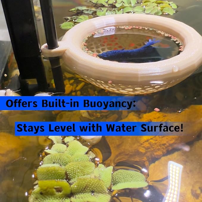 Fish Tank Floating Betta Hide，Betta or Shrimp Burrows and Hammock, Fish and Shrimp Feeder，Multifunctional Aquarium Accessories，Anchorable Location (Wood)