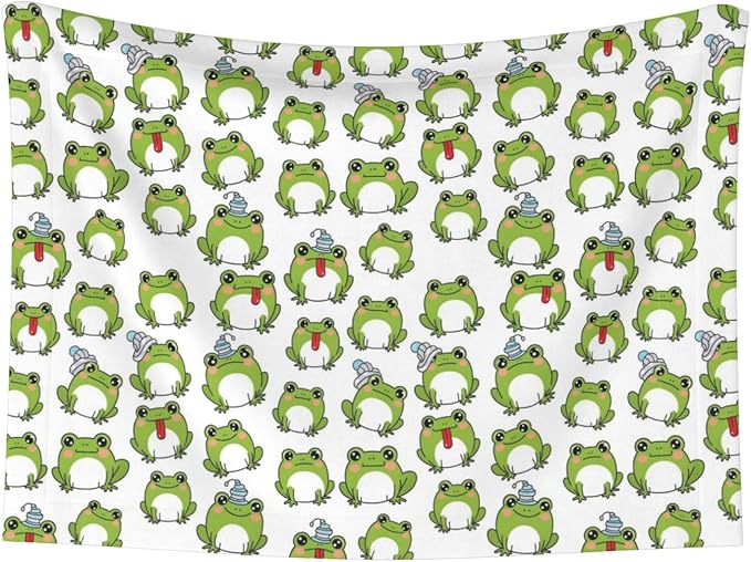 Reversible Plush Throw for Dogs and Cats, Cute Frog, Double Sided Blanket with Nubby Dot Side and Sleek Side Ideal for Cuddling Nesting Security