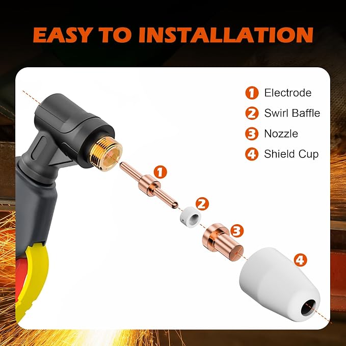 60PCS PT31 Plasma Cutter Consumables, High-Quality Cutting Performance Nozzles