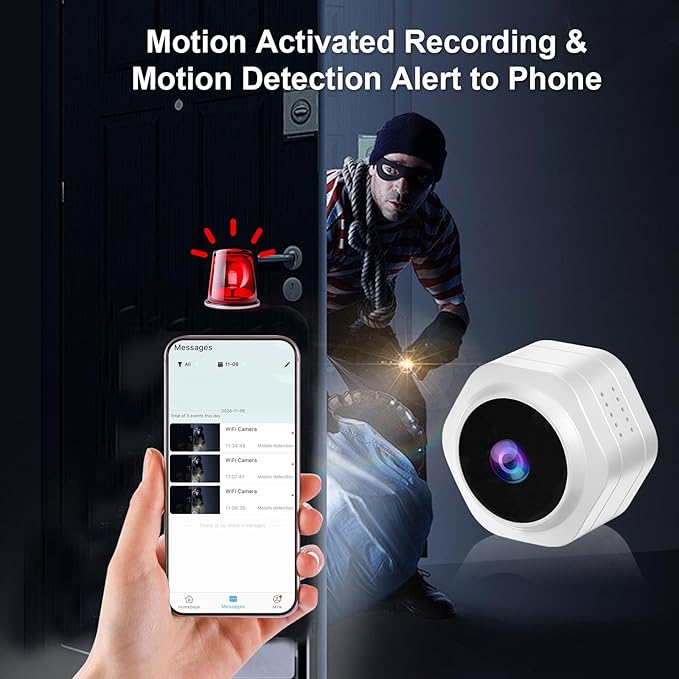 MiNi WiFi Spy Hidden Camera,Nanny Camera, 4K Ultra HD Wireless Security Cameras for Baby,Dog,Cat,Pets, AI Motion Detection Alerts, Auto Night Vision, Real Time Record Surveillance Cam for Home
