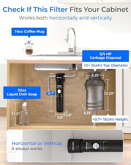 Waterdrop 15UA Under Sink Water Filter System, 2 Years, Bad Taste & Odor
