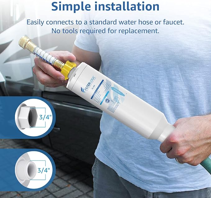 Filterlogic RV Inline Water Filter, NSF Certified, Bad Taste&Odor, Dedicated
