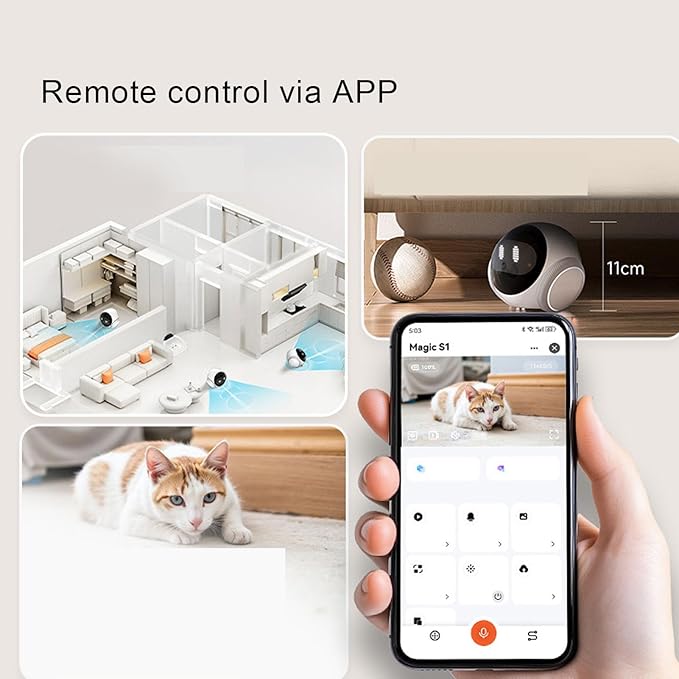Vikye Pet Camera, 1080P Movable Pet Camera Indoor, 360 Pan/Tilt View 2 Way Talk Video Recording Puppy Cam, Night Vision, Motion Detection