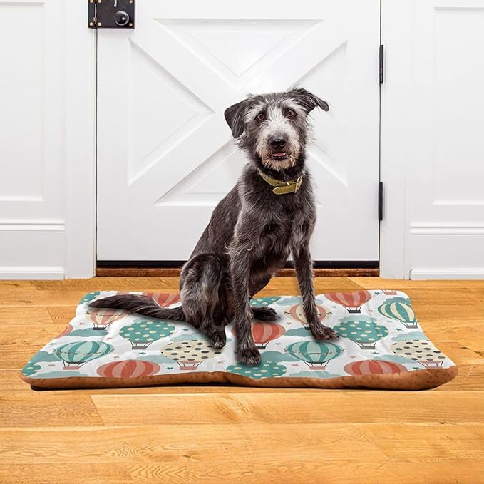 Emelivor Hot Air Balloons White Dog Cat Bed Washable Crate Pet Bed Anti-Slip Comfortable Crate Pet Puppy Bed Mat for Small Medium Large Dogs Cats,36x24in