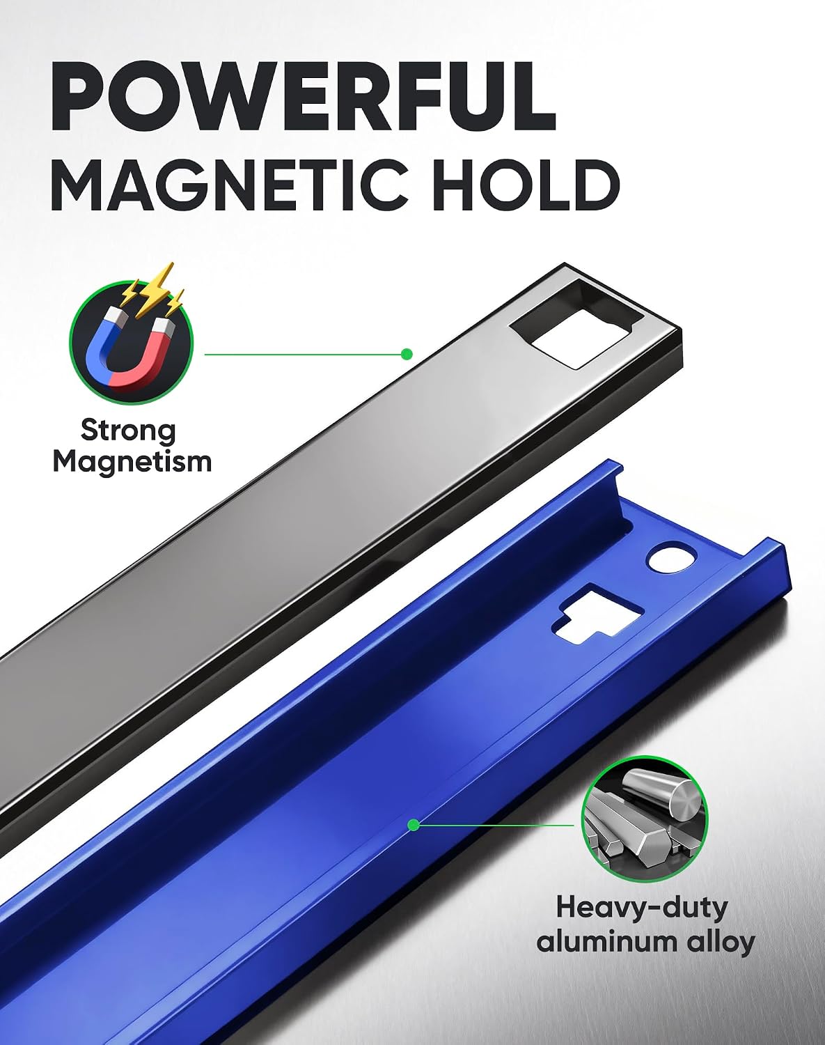 ALOANES Magnetic Socket Organizer, 1/2" Rail 36 Clips (Blue, 3PC)