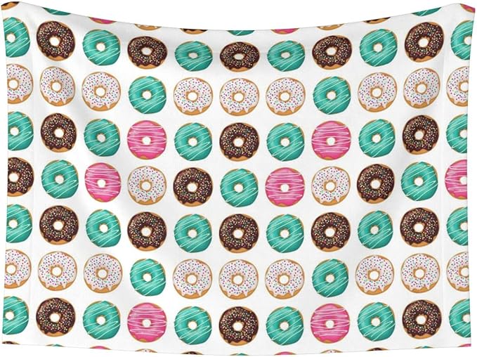 Double Sided Pet Mat for Dog Bed Topper Cat Blanket Furniture Protector, Sweet Donut, Reversible Plush with Tactile Dot Pattern for Style Change