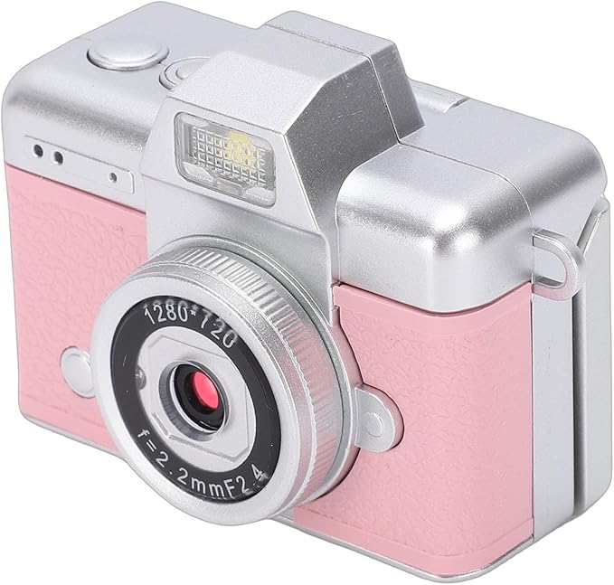 Palm Size Camera, 1080P Video 48MP Image Wide Angle Lens 1.47 Inch Flip Screen, with Fill Light and Type C Charging, for Campus Cycling Pets Selfie (Pink)