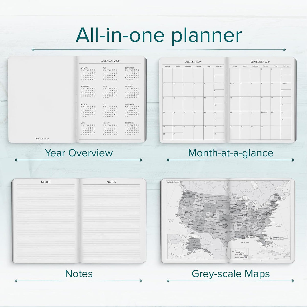 Harbor Weekly Journal Notebook Planner 2027 Leida Pine