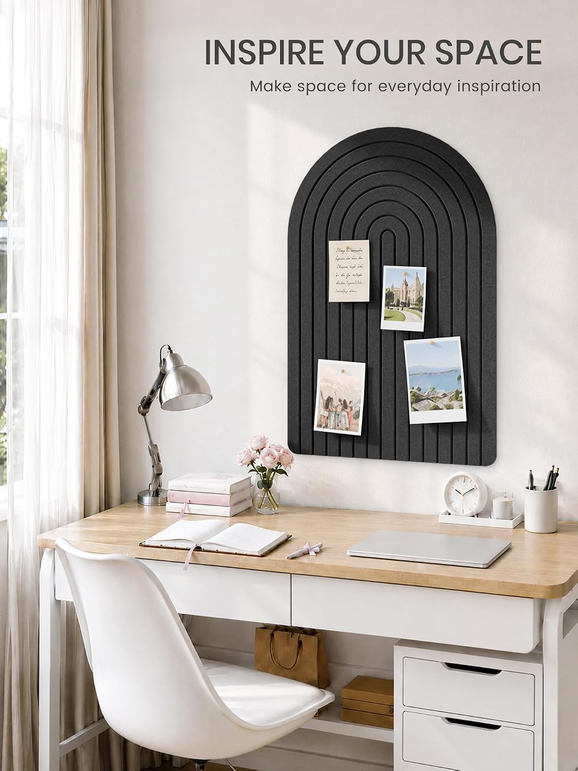 Large Arched Felt Bulletin Board 35.4''×23.6'', Black