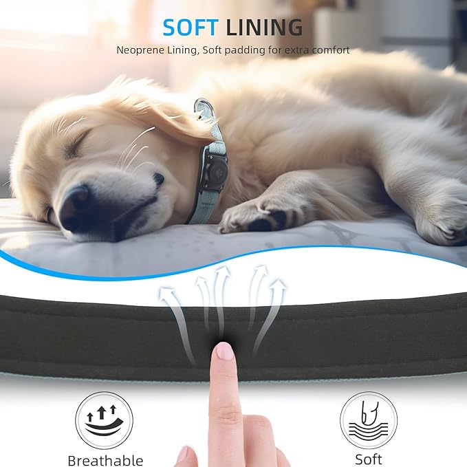 Upgraded AirTag Dog Collar, IP68 Waterproof Air Tag Dog Collar Holder, Reflective, Ultra-Durable, Comfortable Padded, Heavy Duty Dog Collars for Small Medium Large Dogs (M (12.6"-17.1"), LightBlue)