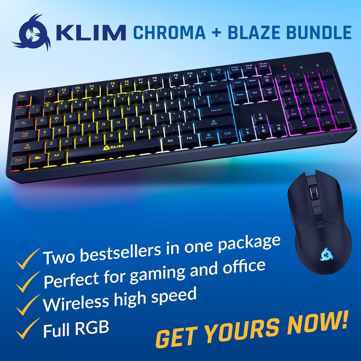 Chroma Wireless Gaming Keyboard and Mouse Bundle, US Layout, Backlit RGB