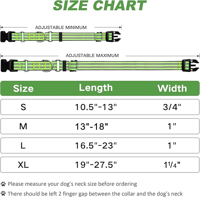 Martingale Dog Collar, Adjustable Nylon Reflective Collar with Buckle No Pull Dog Collar for Small Medium Large Dogs (Lime Green Small)