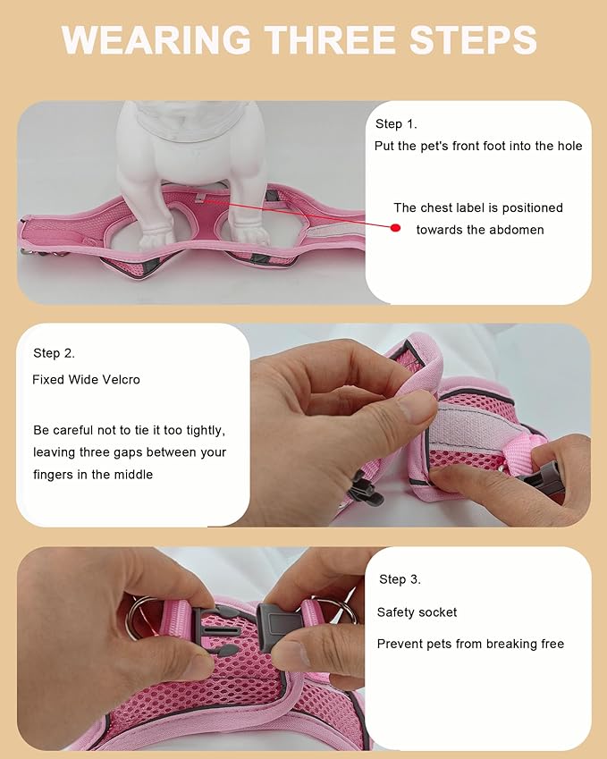 S Red Soft Mesh Dog Harness and Leash Set,No Escape Puppy Harnesses for Training Walking， Reflective Adjustable Puppy Vest for Small Medium Dogs, Cats (Red, S)