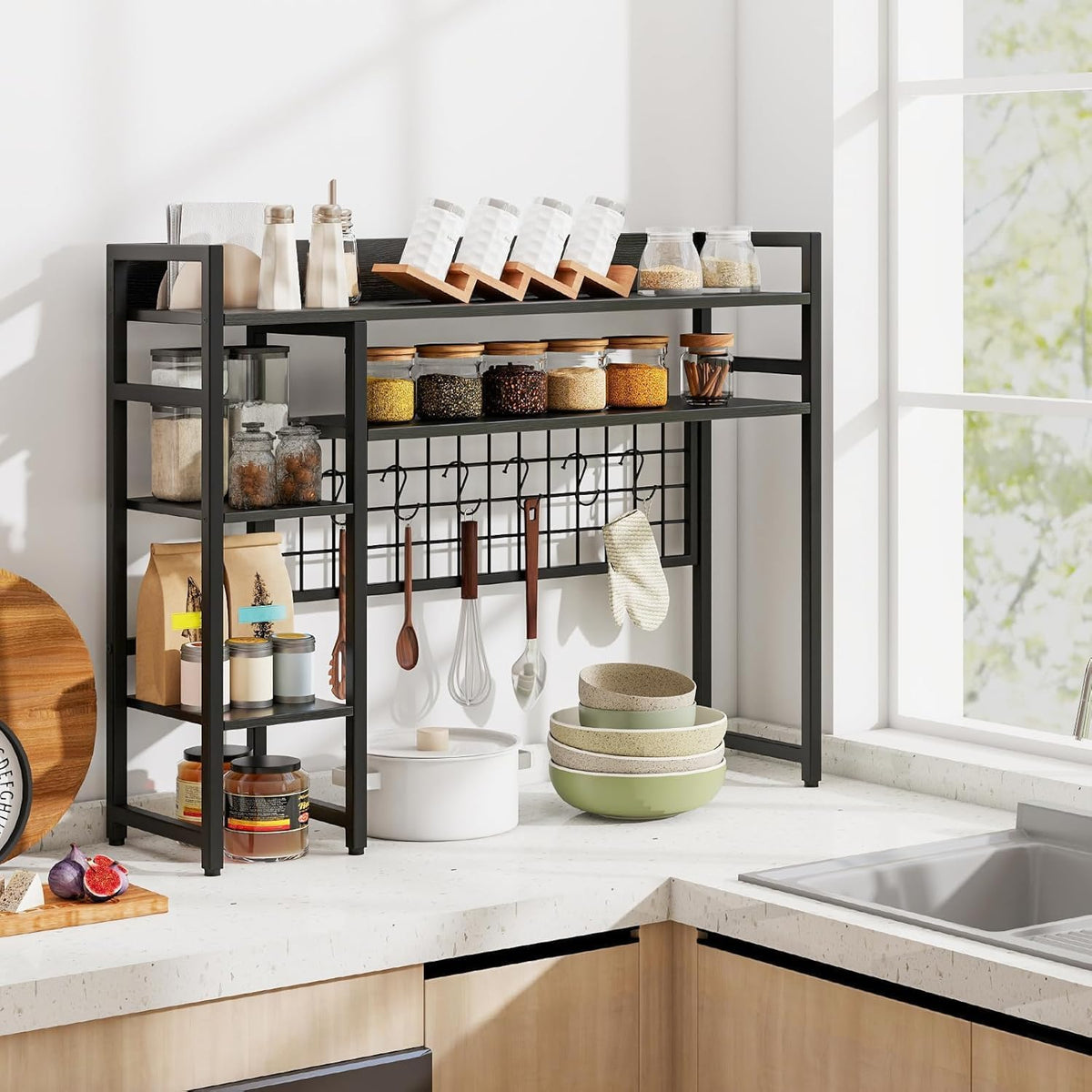 COSTWAY Desktop Bookshelf for Monitors up to 32", Countertop Organizer
