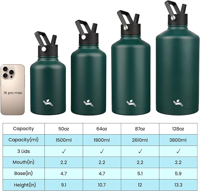 Konokyo 64 oz Insulated Stainless Steel Water Bottle Jug