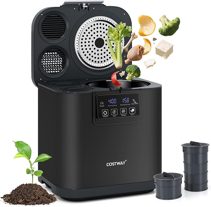 COSTWAY 4L Electric Composter for Kitchen, Smart Waste Dispenser Countertop