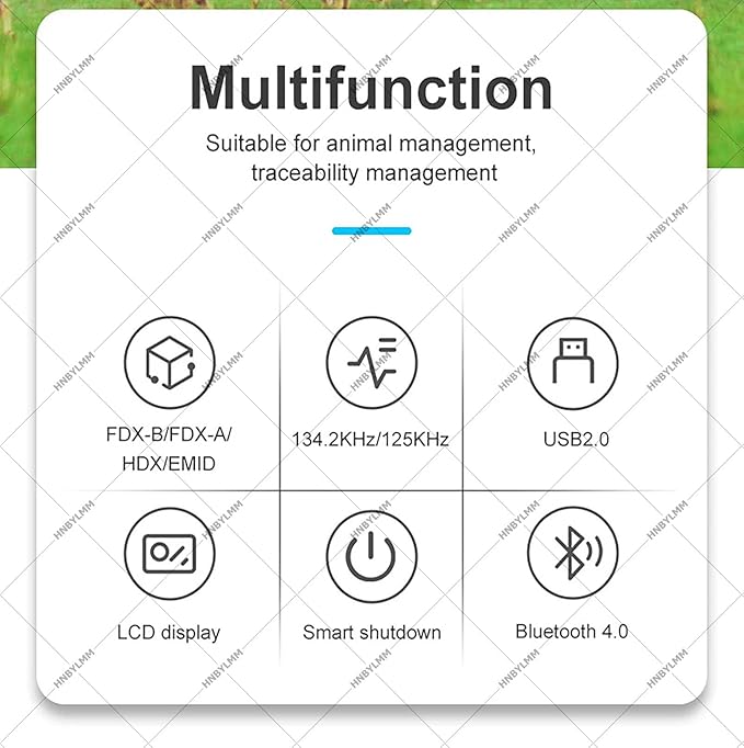 Pet Microchip Scanner, FDX-B/HDX/EMID Animal Handheld ID Scanner Reader, with LCD Display, Rechargeable Battery, Storage Up to 20000 Datas, USB Connection, for Farms Shelters