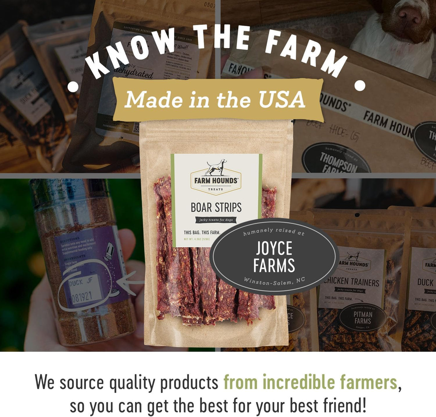 Farm Hounds - Boar Strips - Premium Natural Jerky for Dogs - from 100% Humanely Raised Boar - Break-to-Size - Great for Training & Treats - No Added Fillers - Made in USA - 4.5 oz - 2 Pack