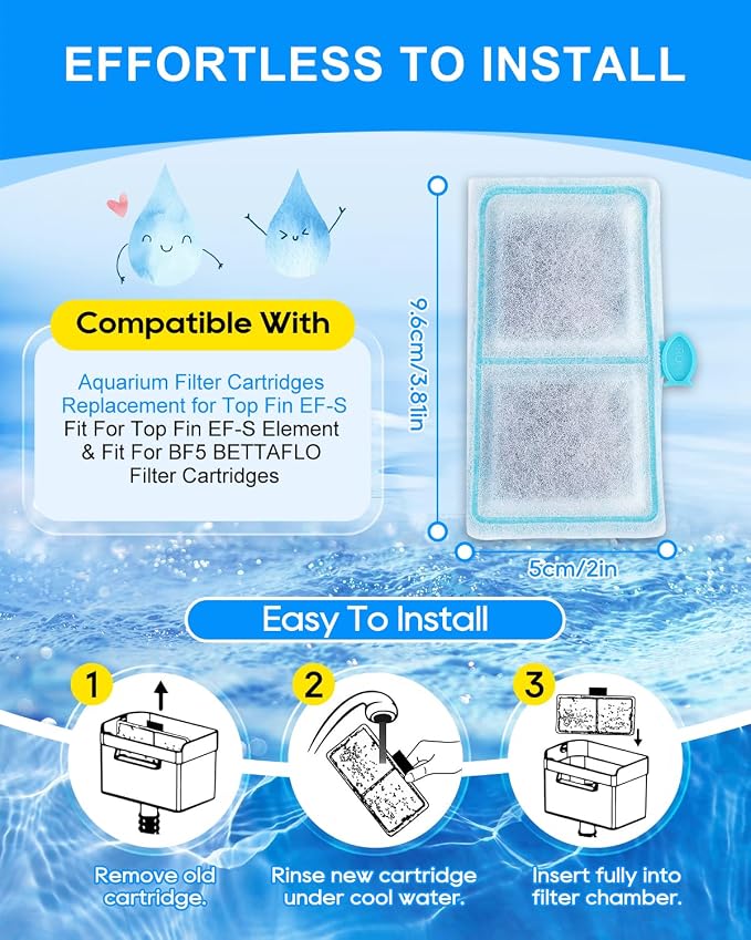 6 Pack Upgraded EF-S Fish Tank Filters Compatible