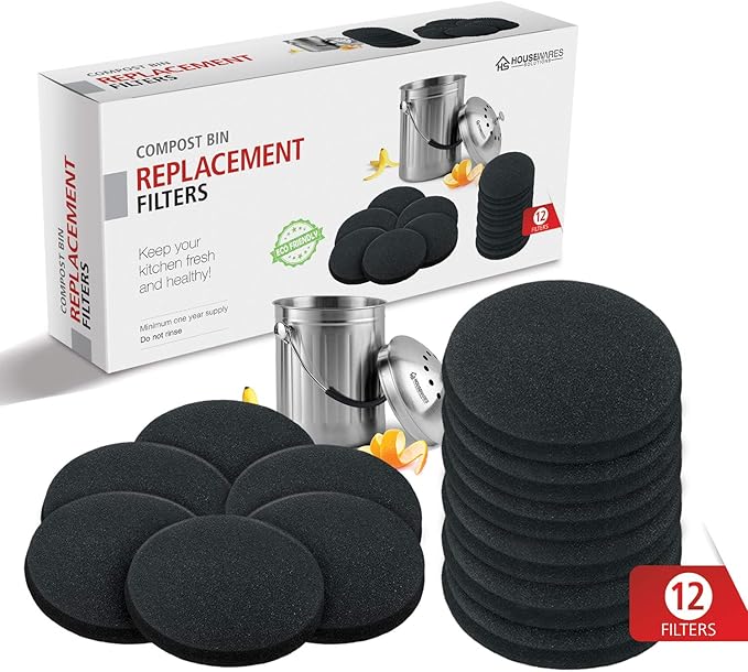 12 Pieces Activated Carbon Compost Bin Filters