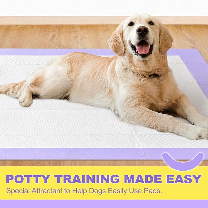 MIZOK Dog Pee Pads 36x36in, Extra Large Pee Pads for Dogs, Keeps Fresh & Clean, Ultra Absorbent Up to 11 Cups, 6 Layers Leak-Proof, Purple Lavender Color (30 Counts)
