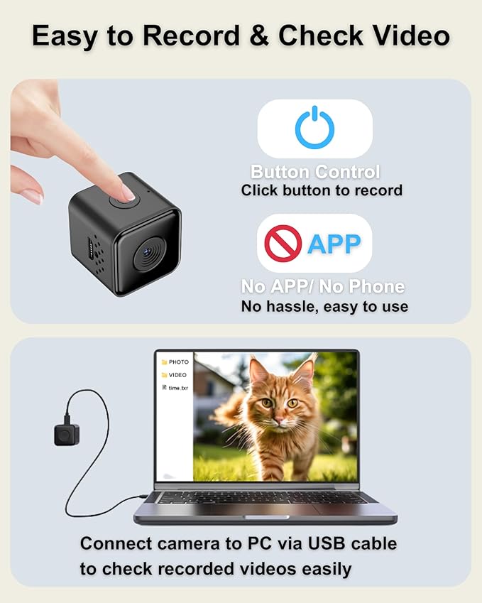 Cat Camera Collar with Tracker Tag, 1080P HD Video Recording Pet POV Cam, NO WiFi NO APP, Body Camera for Cat/Dog Tracking — Lightweight, Night Vision, Easy Playback
