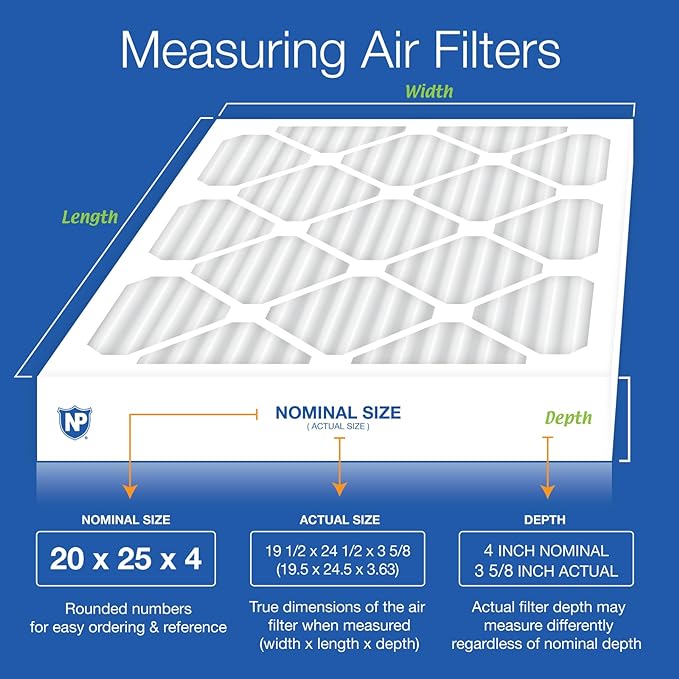 Nordic Pure 20x25x4 Pleated Air Filters MERV 15 Plus Carbon 1 Pack