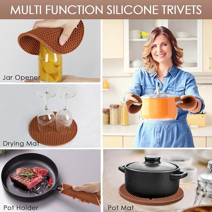 Silicone Trivets for Hot Dishs, 7 Inch & 9 Inch Heat Resistant Silicone Hot