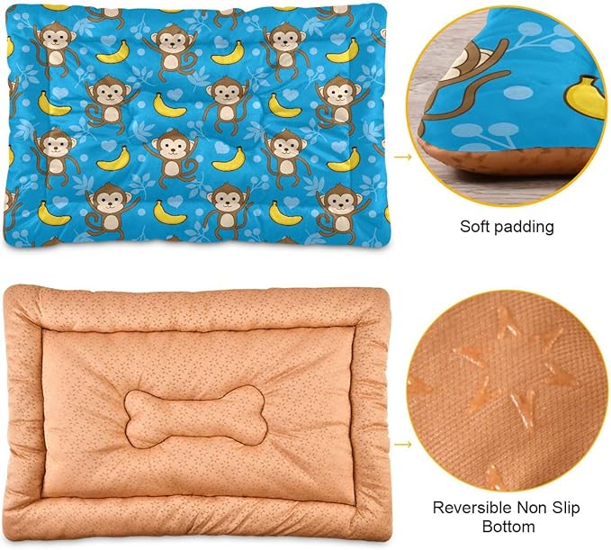 Monkey Banana Pet Bed Cute Dog Bed Mat Absorbing Non Slip Pad Pet Sleeping Mat for Small, Medium, and Large Dogs Puppy Cat 24 in x 18 in
