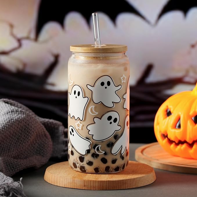 Halloween Ghost Fall Glass Cup