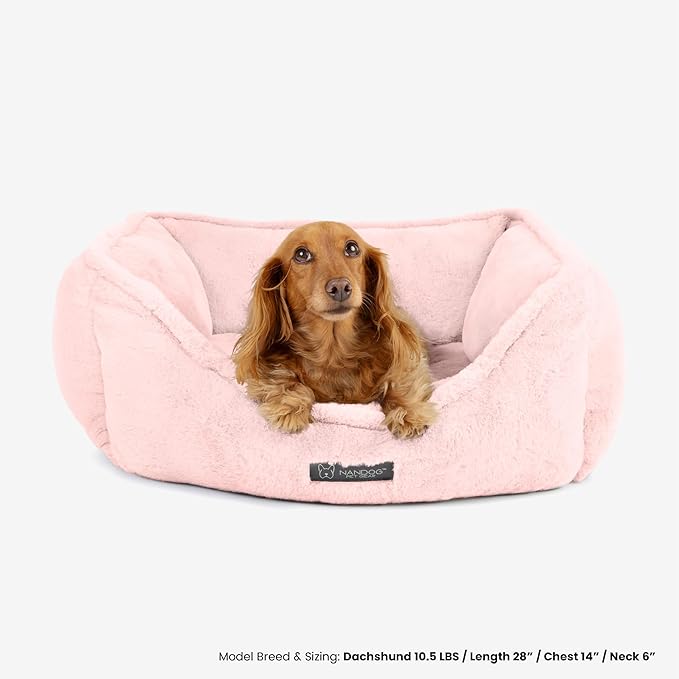NANDOG Pet Gear Reversible Luxury Microplush Cloud Fabric Collection Ultra Plush Dog & Cat Bed Soft, Warm, Calming Pet Lounger for Small & Medium-Sized Breed - Modern Style Snuggle Couch (Pink)