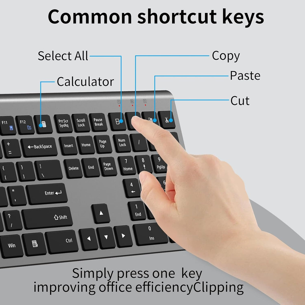 Slim Silent Full Size Wireless Keyboard Mouse Combo Space Grey