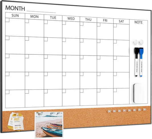 ARCOBIS Dry Erase Calendar with Cork Board for Wall