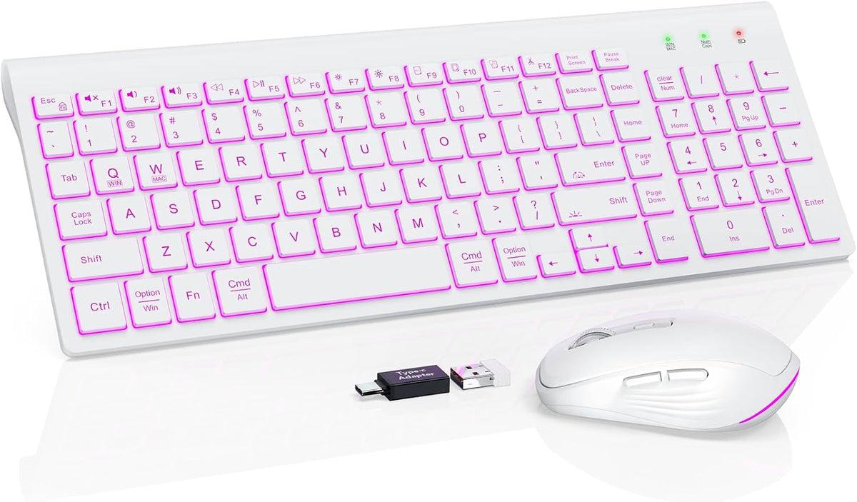 SABLUTE Wireless Keyboard and Mouse Combo, Compact Backlit Scissor Keys