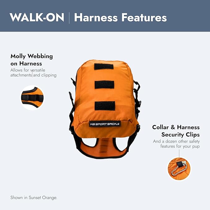 K9 Sport Sack Walk-On - Small, Buttercup Yellow - Ideal for Dogs with 13-16” Back Length - Lightweight, Packable, Backpack-Style Carrier - Includes Compatible Harness & Storage Bag