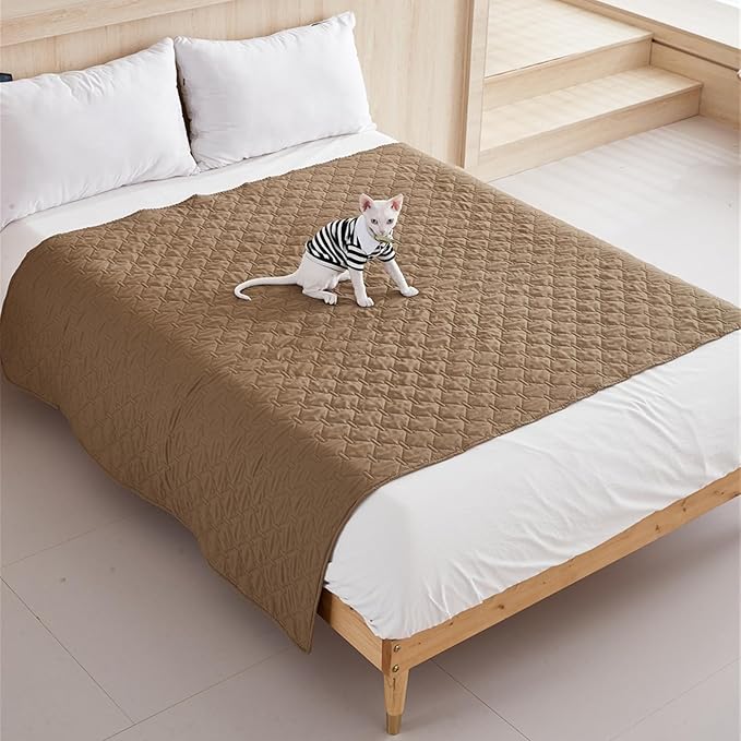 GIBZ Waterproof Dog Bed Blanket Cover Anti Slip Pet Furniture Protector Washable Large Washable Quilted Mat for Indoor, Grey, 130x200cm