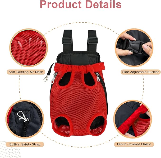 Dog Carrier Backpack, Adjustable Puppy Front Carrier Backpack, Ventilated Dog Chest Carrier for Hiking Camping Travel, Sling Bag for Small Medium Dog Cat Rabbit Puppies, Suit 5-9 lbs (Beige, M)