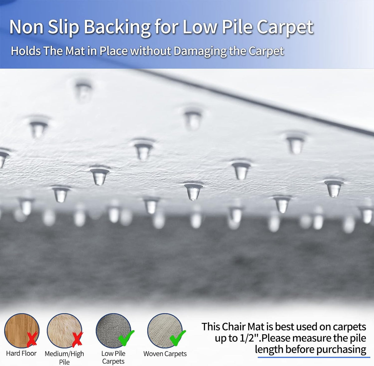 Amyracel Office Chair Mat, 60" x 46" Easy Glide Plastic Floor Mat, Clear Computer Desk Chair Mat for Low Pile Carpeted Floors